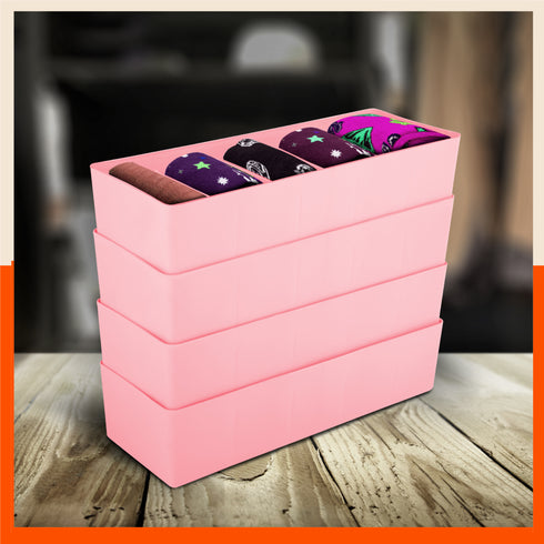 Stomo Dori Multi-Purpose Stackable Drawer Organizer For Home | Peach - Set of 4